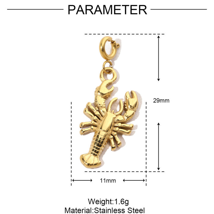 Stainless Steel DIY Clip-On Charms Bee Snake Crab Fish Lobster Pendant for Women Bracelet Necklace Accessories
