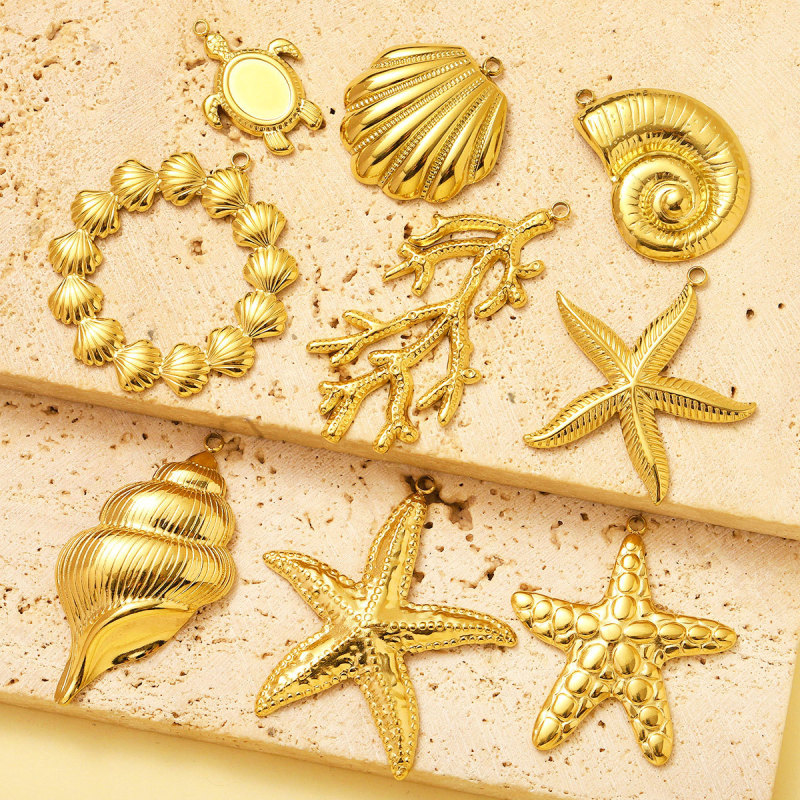 Stainless Steel Turtle Charms Starfish Shell Pendants for DIY Making Bracelet Necklace Jewelry Accessory Wholesale