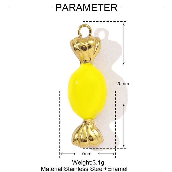 Stainless Steel Colorfull Candy Chili Necklace Pendant Women Enamel Heart Leaf Lemon Diy Bracelet Charms Love Jewelry