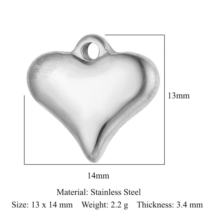 Hollow Heart Mirror Polished 316 Stainless Steel DIY Charm Key Infinite Love Jewelry Necklace Pendant