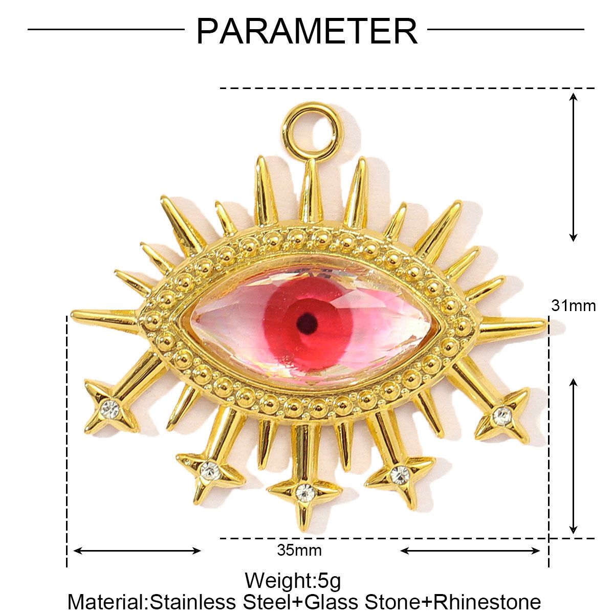 Fashion Stainless Steel Enamel Heart Snake Diy Charm Women Dream Catcher Star Necklace Pendant Star Evil Eye Jewelry