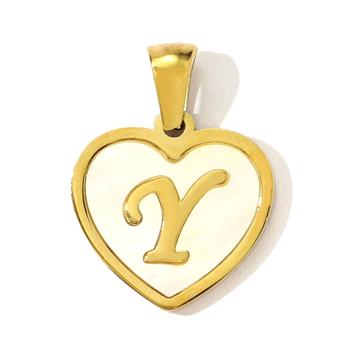 French Heart Shell Capital Name Stainless Steel Diy Charm Women Initial Letter Necklace Pendant A-Z English Alphabet