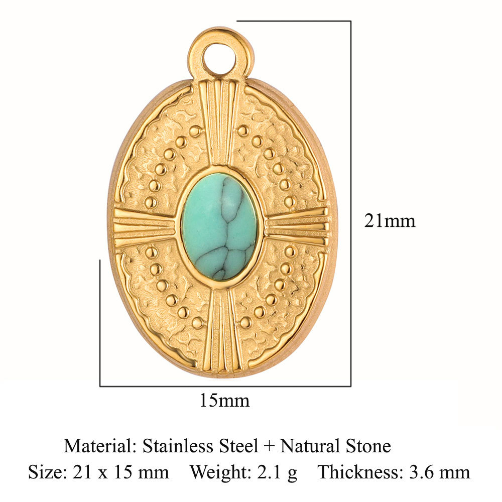 Mirror Polished 316 Stainless Steel DIY Eye Cross Charm Malachite Natural Stone Sun Star Jewelry Necklace Pendant
