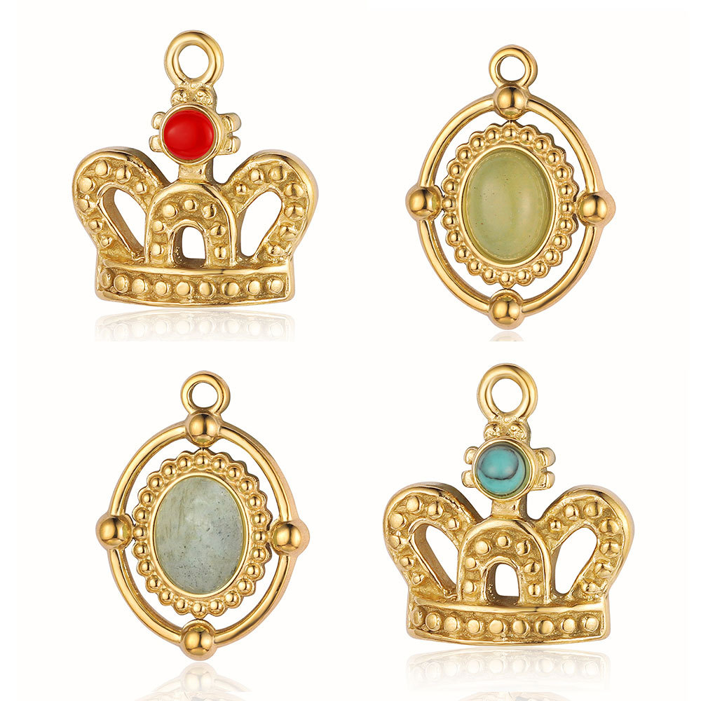 Sun Waterdrop Mirror Polished 316 Stainless Steel DIY Charm Turquoise Eye Natural Stone Jewelry Necklace Pendant