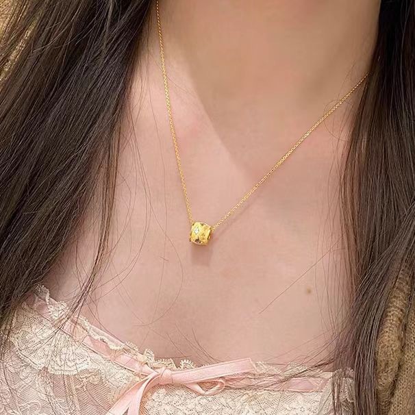Golden drawn - wire waist - tube eight - pointed star necklace, vintage sweater chain
