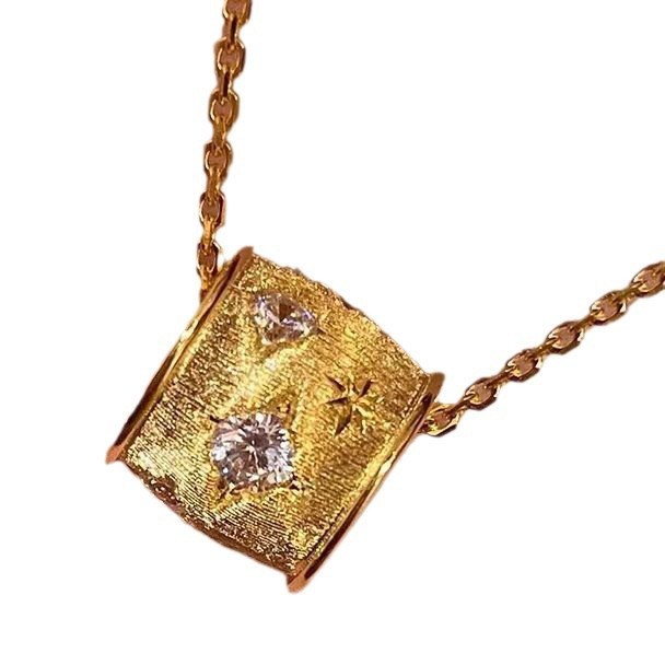 Golden drawn - wire waist - tube eight - pointed star necklace, vintage sweater chain