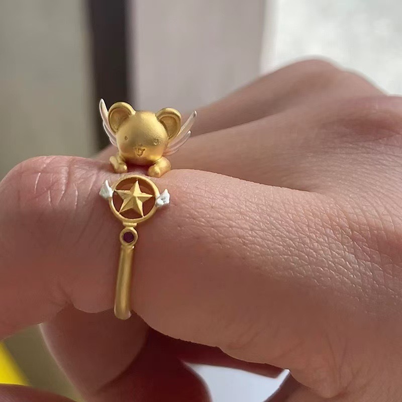 Popular cartoon ring female cute temperament commuter student open ring to give girlfriend girlfriend gift tide