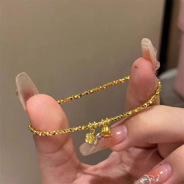 Super Flash Broken Gold, Small Lily of the Valley Flower Bracelet, Women's Niche Design, Light Luxury, High-end Perso...