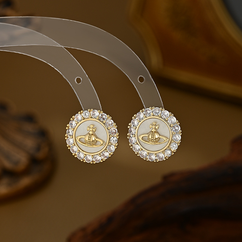 Designer and elegant ear accessories - versatile and niche planet - shaped round stud earrings. Factory - direct sales and wholesale3