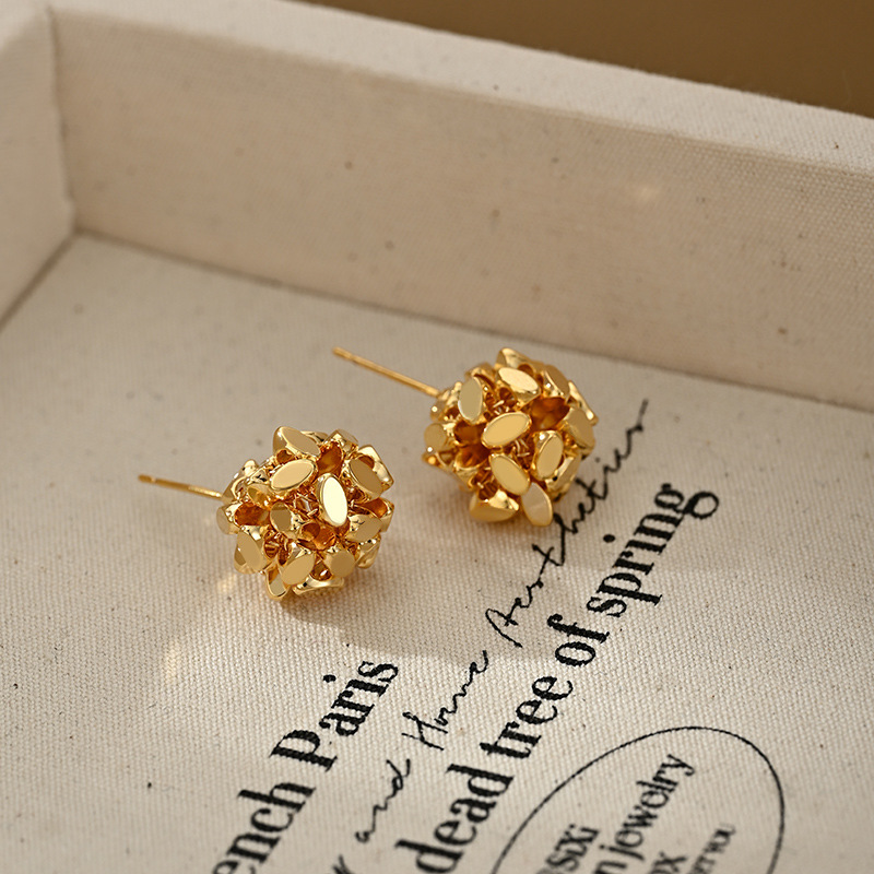 Douyin Live Hot Sale S925 Silver Needle Irregular Small Circle Earrings for Women, Broken Silver 3D High - end and Niche Ear Accessories2