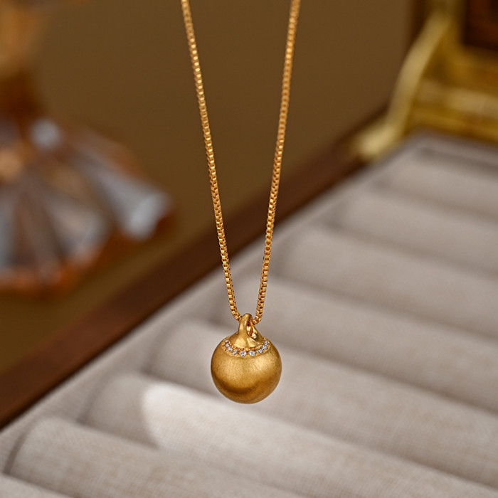 Shajin Responsive Diamond-embedded Small Gold Ball Necklace, Women's Pendant, Gold-colored, Light Luxury, High-end, Stackable Collarbone Chain, Suitable for Gifting
