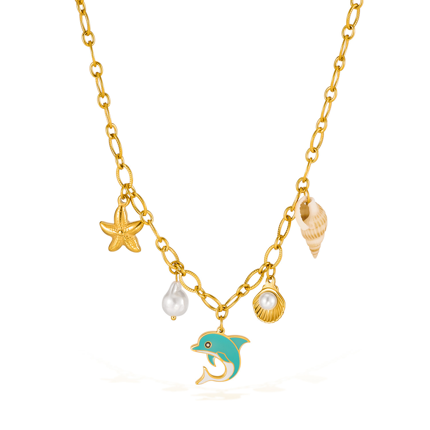 Necklace for Women Stainless Steel Niche Fashion Creative Beach Ocean Style Titanium Steel Collarbone Chain Wholesale