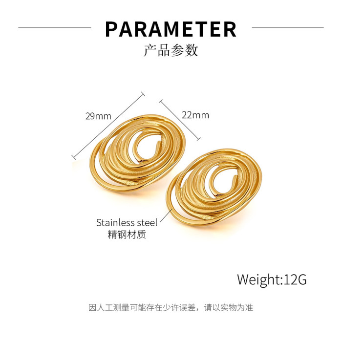 Unique Earrings for Women Stainless Steel Design Spiral Circle Exaggerated Vintage Style Titanium Steel Earrings Whol...