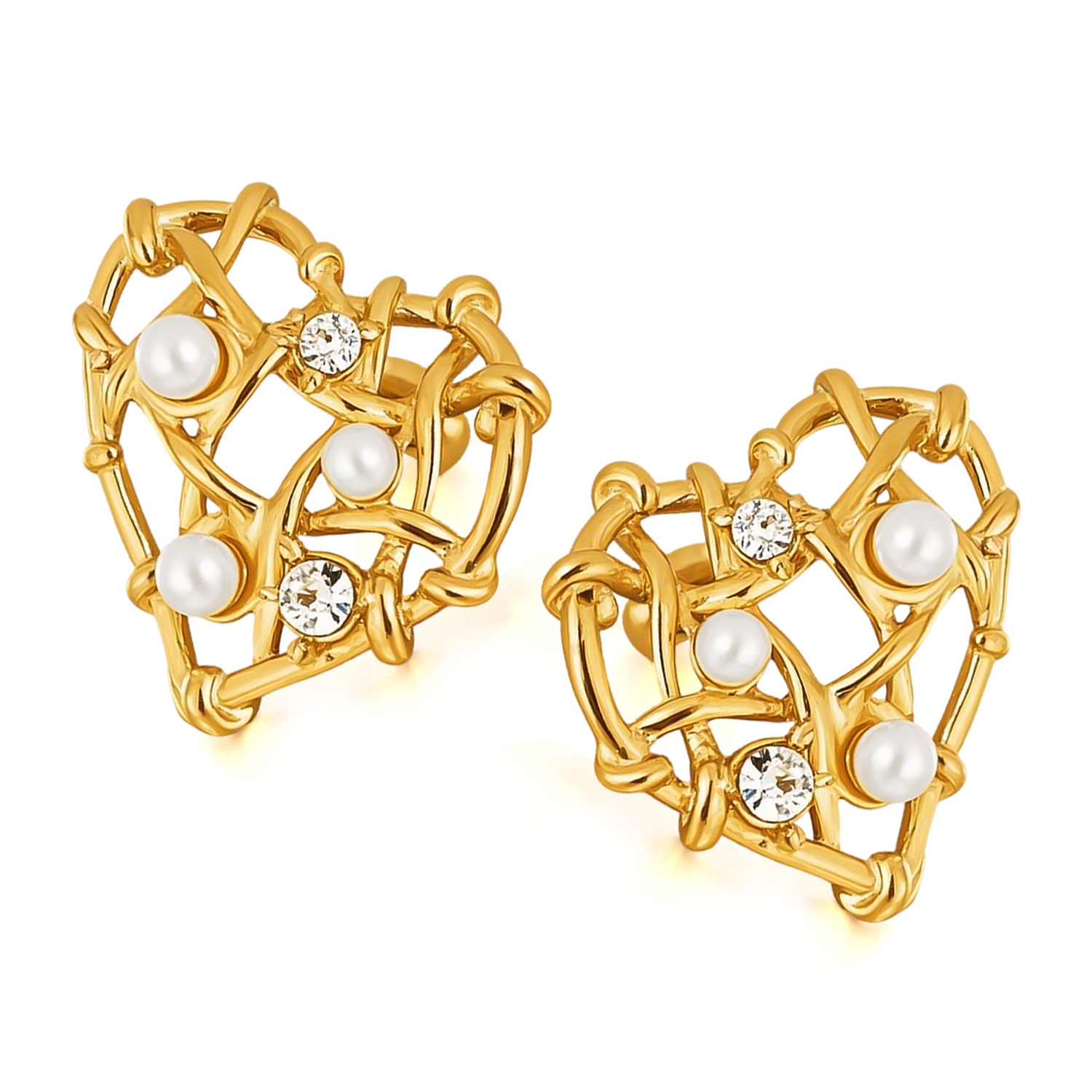 French Style Earrings for Women Stainless Steel Niche Design Heart Hollow High-end Titanium Steel Ear Jewelry