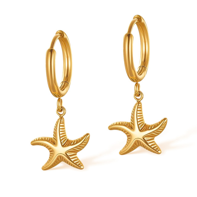 Simple Earrings for Women Stainless Steel Fashion Versatile Ocean Elements Starfish Titanium Steel Earrings Wholesale
