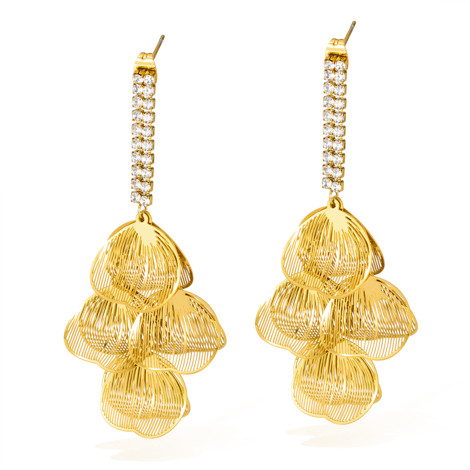 French Retro Earrings for Women Stainless Steel Niche Design Sense Elegant Light Luxury Tassel Titanium Steel Ear Jewelry