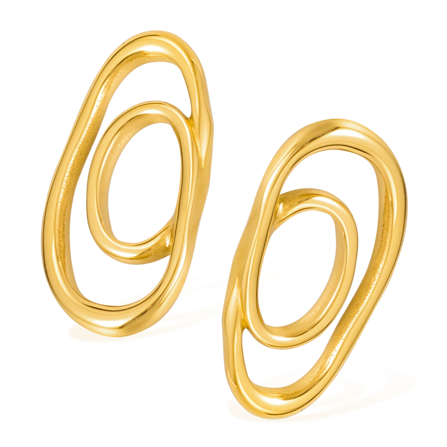 Cross-Border Fashion Earrings for Women Stainless Steel Personality Simple Niche Design Hollow Geometric Titanium Steel Ear Jewelry