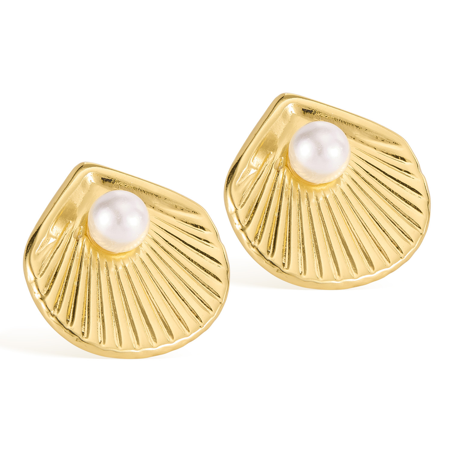 French Style Pearl Earrings for Women Stainless Steel Fashion Versatile Shell Elegant High-end Titanium Steel Ear Jewelry