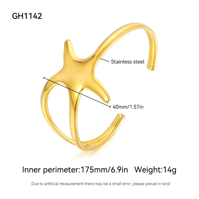 Fashion Retro Bracelet for Women Stainless Steel Unique Design Sense Five-Pointed Star Versatile Titanium Steel Open...