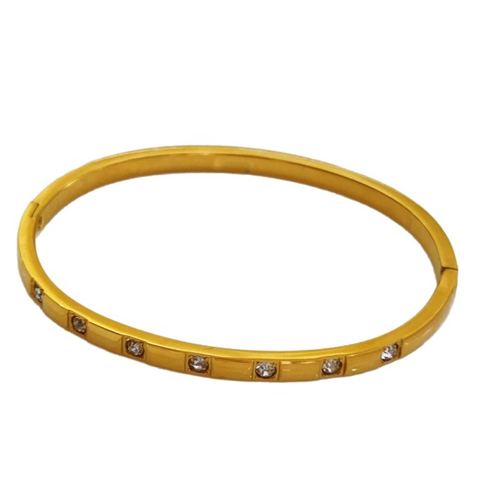Light Luxury Niche Design High-End Half-Circle Stone-Inlaid Bracelet Elegant Versatile Simple Fashion Titanium Stee...