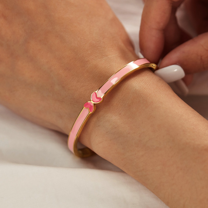 Bracelet for Women Stainless Steel Fashionable Exquisite Oil Drop Candy Color Butterfly Titanium Steel Jewelry Wholesale