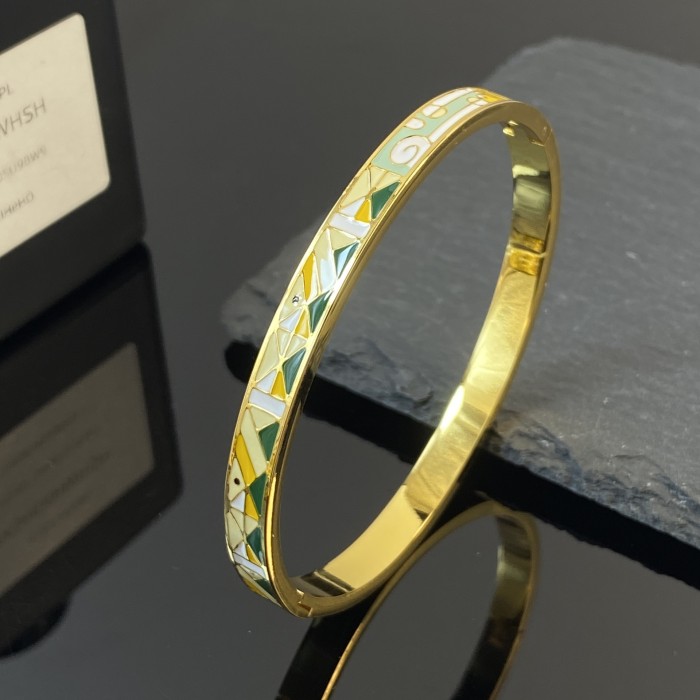 Vintage Fashion Oil Drop Titanium Steel Bracelet Versatile Exquisite Abstract Color Block Stitching Bracelet Non-Fading Combination for Women