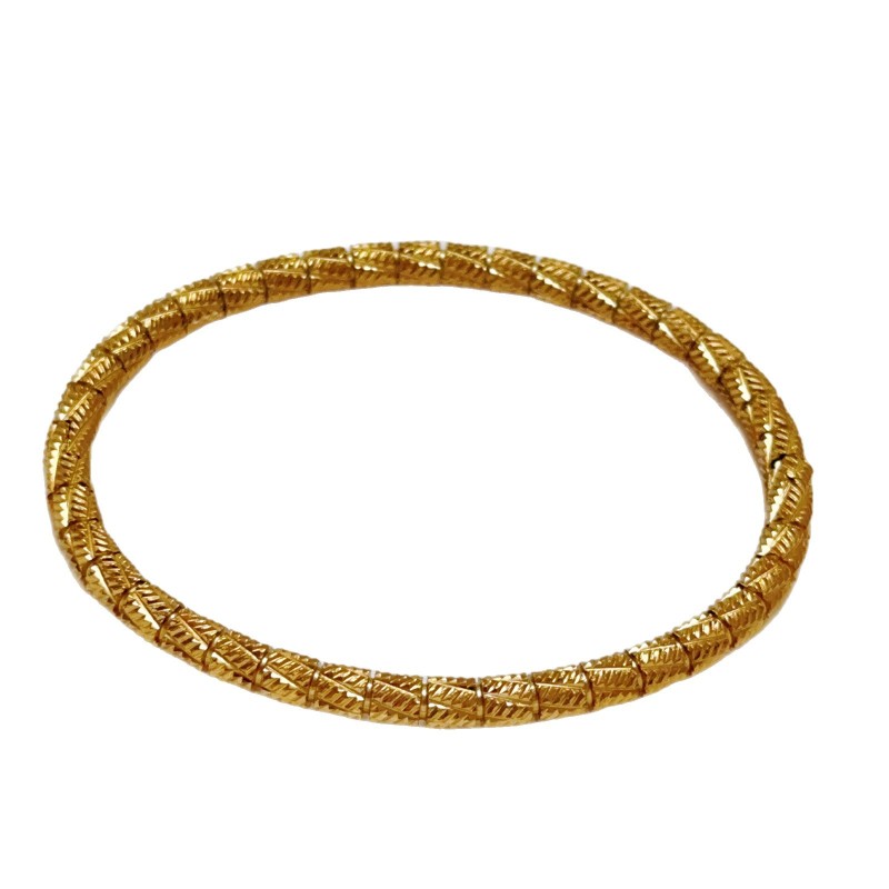 Factory Wholesale Cross-Border Stainless Steel Electroplated 18k Gold Textured Cylinder Bracelet for Women, Niche Non-Fading Ins High-End Feel