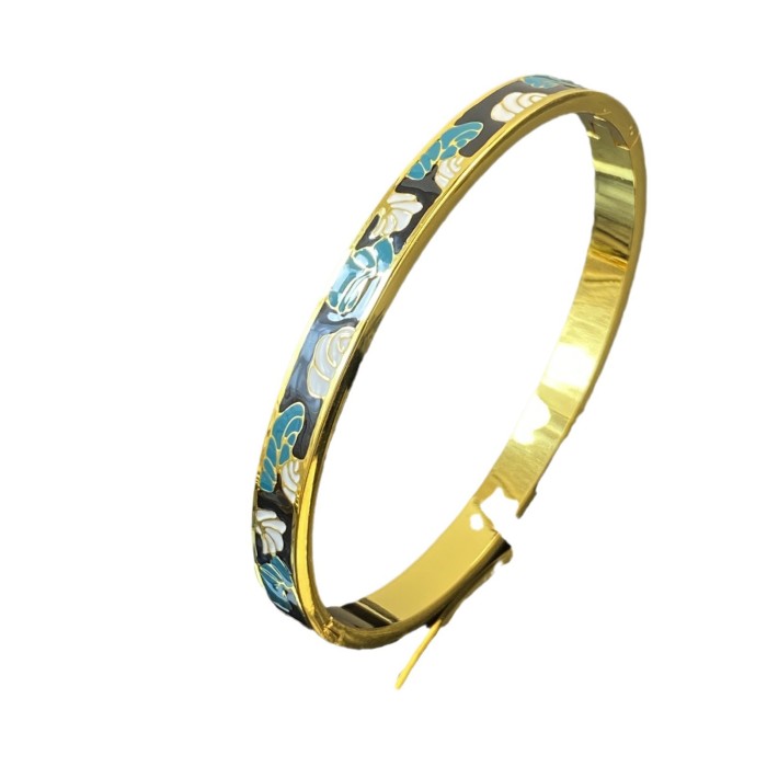 Vintage Fashion Oil Drop Titanium Steel Bracelet Versatile Exquisite Abstract Color Block Stitching Bracelet Non-Fading Combination for Women