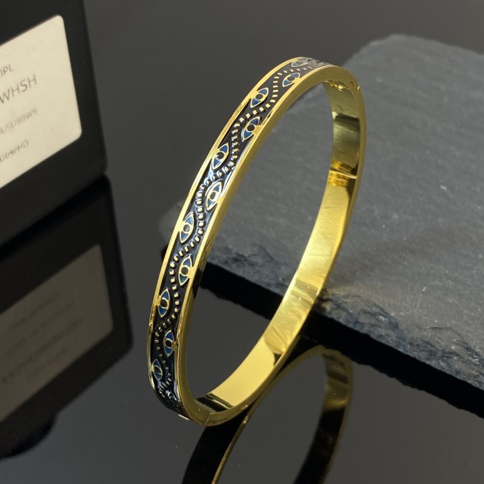 Vintage Fashion Oil Drop Titanium Steel Bracelet Versatile Exquisite Abstract Color Block Stitching Bracelet Non-Fading Combination for Women