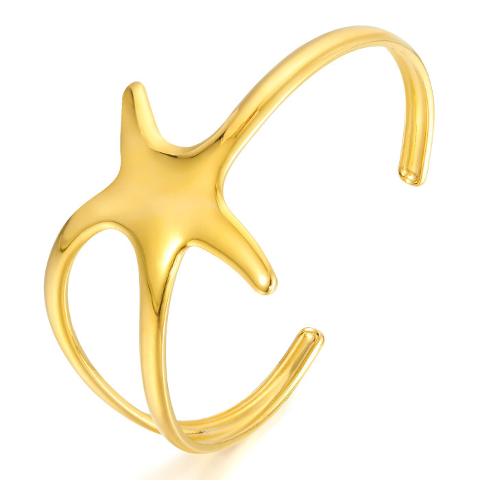 Fashion Retro Bracelet for Women Stainless Steel Unique Design Sense Five-Pointed Star Versatile Titanium Steel Open...