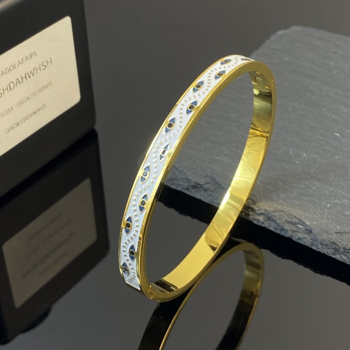 Vintage Fashion Oil Drop Titanium Steel Bracelet Versatile Exquisite Abstract Color Block Stitching Bracelet Non-Fading Combination for Women