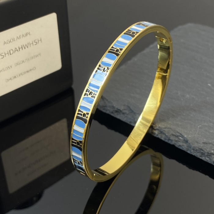 Vintage Fashion Oil Drop Titanium Steel Bracelet Versatile Exquisite Abstract Color Block Stitching Bracelet Non-Fading Combination for Women