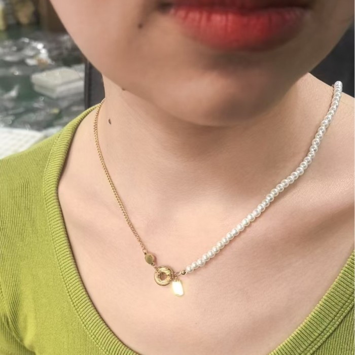 New Chinese Style Necklace for Women, National Style, New Hot Item, Ruyi Pendant, Unique Niche Pearl, Wealth and Prosperity Character Clavicle Chain, Trendy