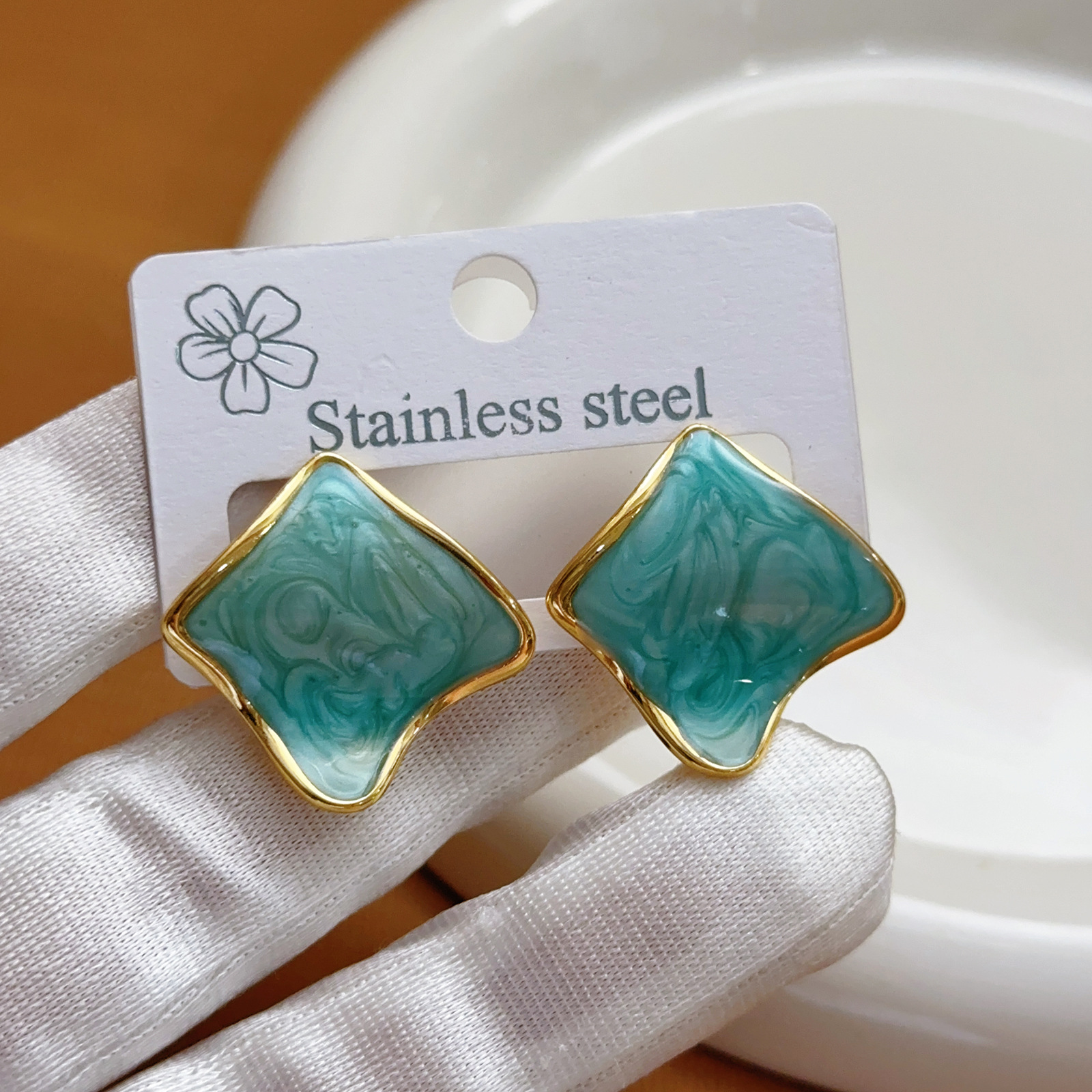 Cross-Border Hot-Selling Stainless Steel Simple Fashion Irregular Square Earrings Niche Design Sense Elegant Earrings