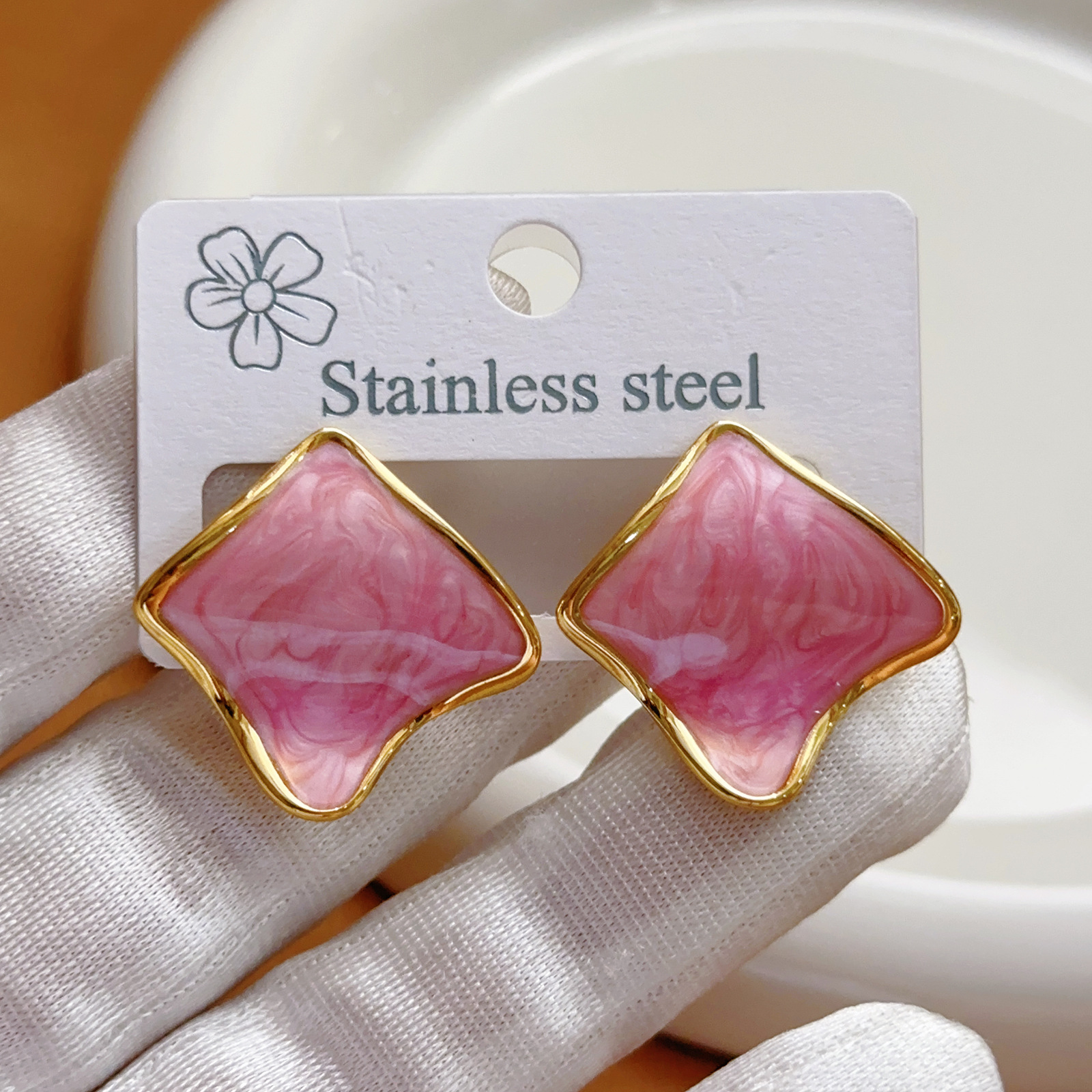 Cross-Border Hot-Selling Stainless Steel Simple Fashion Irregular Square Earrings Niche Design Sense Elegant Earrings