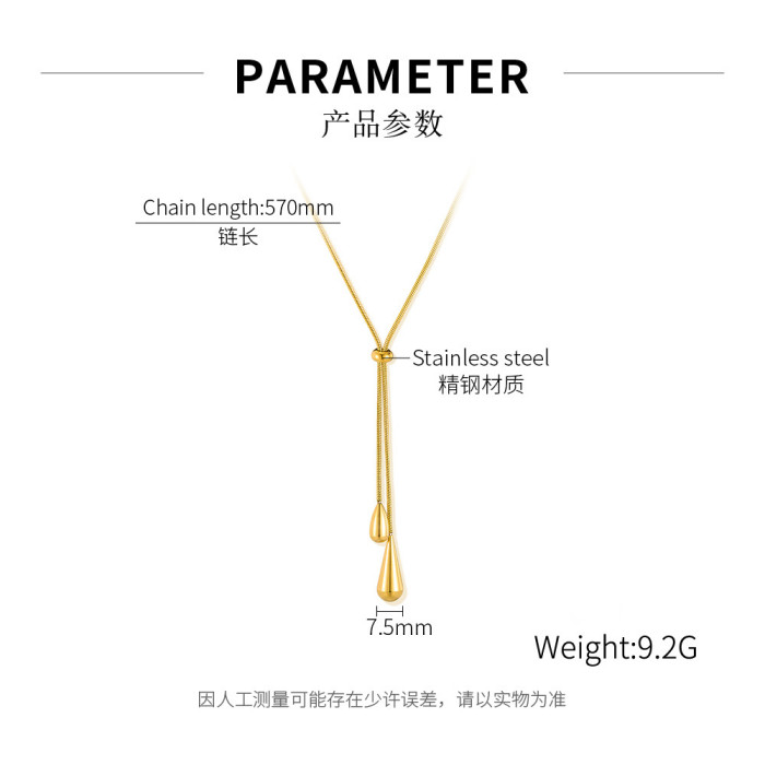 Fashion Necklace for Women Stainless Steel Simple Luxury Water Drop Tassel High-end Titanium Steel Collarbone Chain