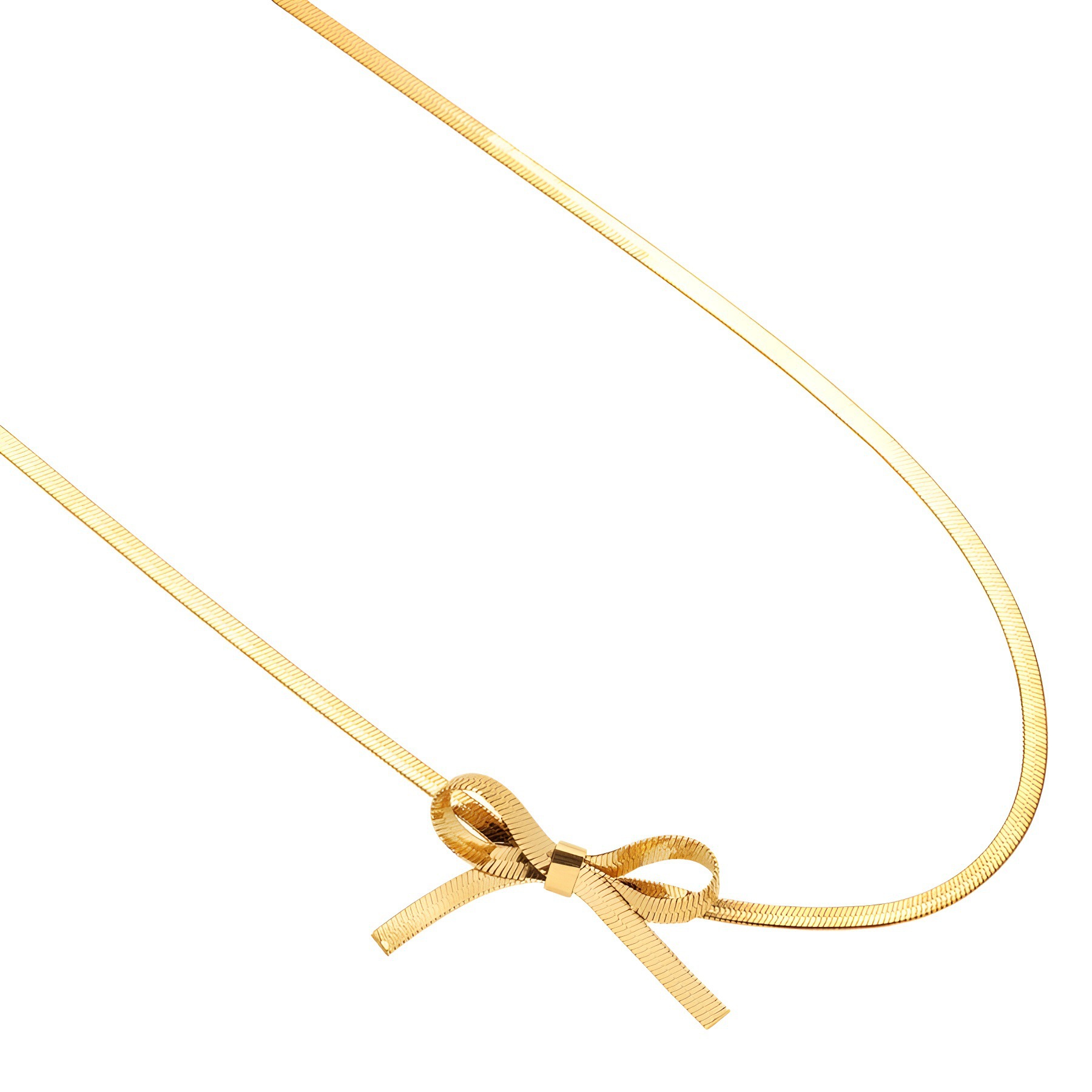 Design Sense Titanium Steel Non-Fading Choker Short Bow Snake Bone Necklace Exquisite Fashion Collarbone Chain