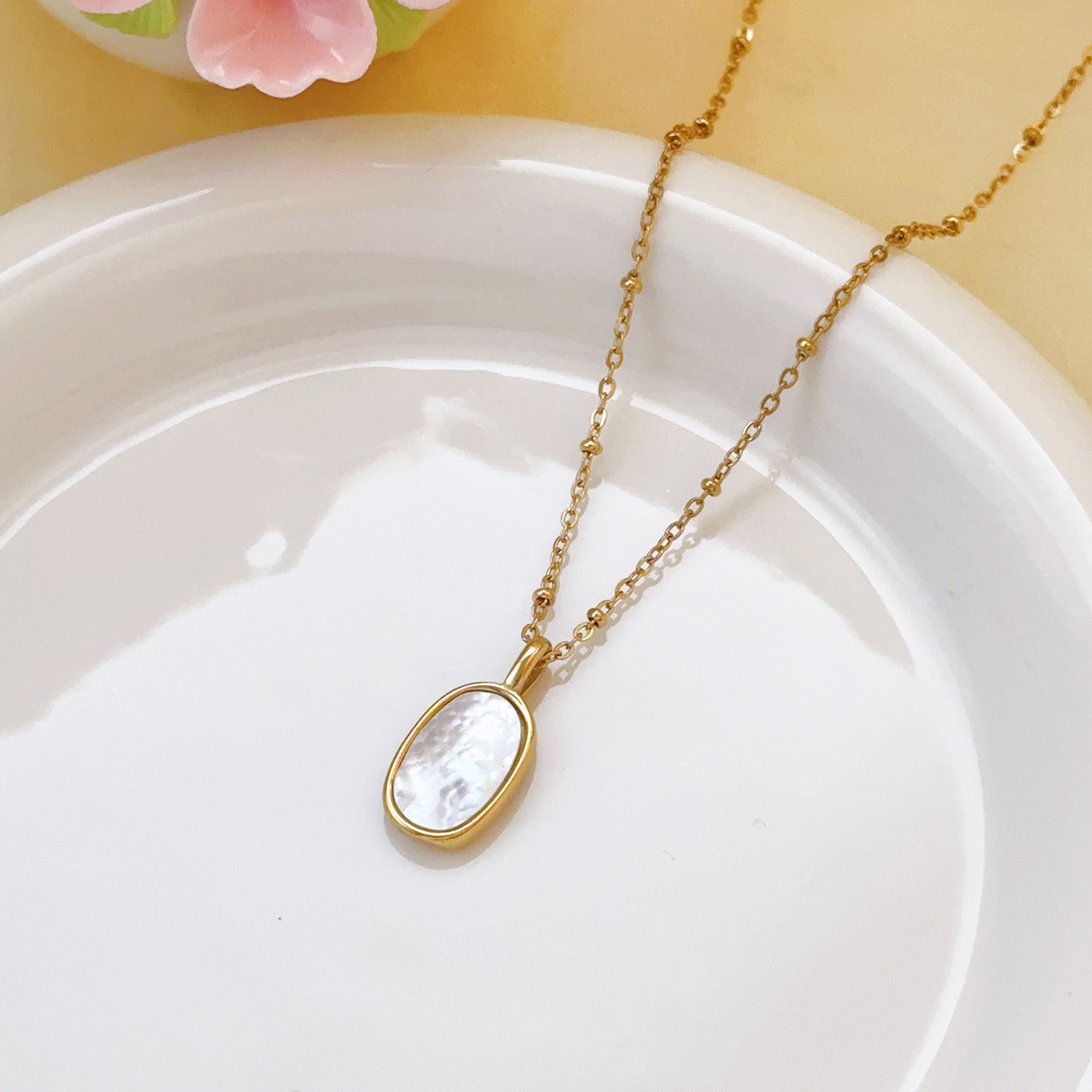 Simple Versatile Shell Pendant Titanium Steel Necklace for Women, Niche Design, High-End Luxury Clavicle Chain, Neck Chain Accessories