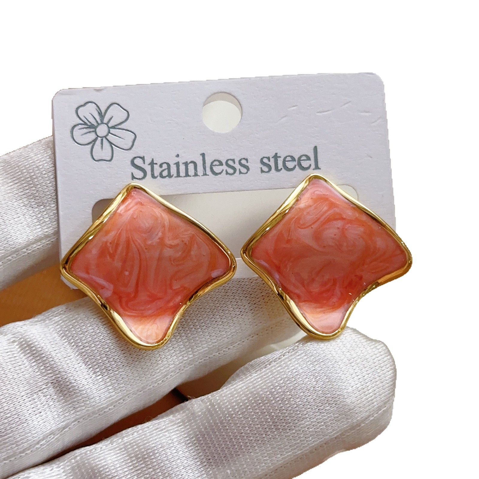 Cross-Border Hot-Selling Stainless Steel Simple Fashion Irregular Square Earrings Niche Design Sense Elegant Earrings