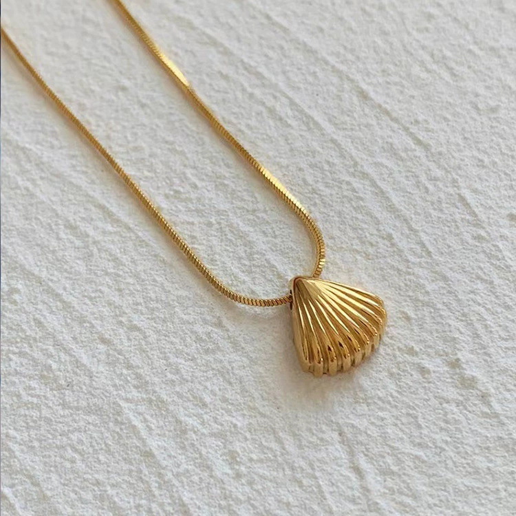 Shell Gold Color Versatile Oval High Gloss Pearl Necklace Choker Minimalist French Clavicle Chain Ins New Style