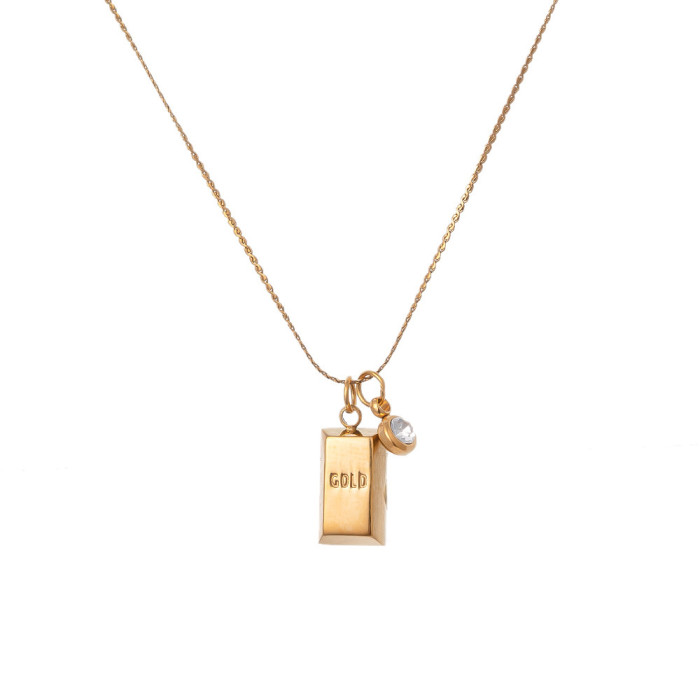 Rich Little Brick Titanium Steel Necklace New Light Luxury Niche Design Clavicle Chain Light Luxury Non-Fading High-End Jewelry