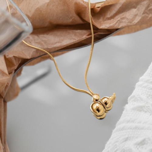 Chinese Style Titanium Steel Lucky Gourd Necklace Minimalist Gold Fortune Character Collarbone Chain Women Trendy Niche Design Sense Choker