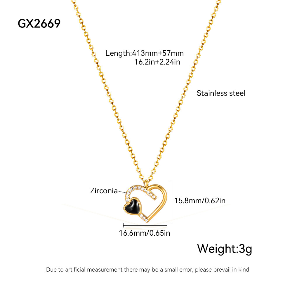 Cross-Border Versatile Necklace for Women Stainless Steel Niche Fashion High-End Heart Titanium Steel Collarbone Chain Wholesale