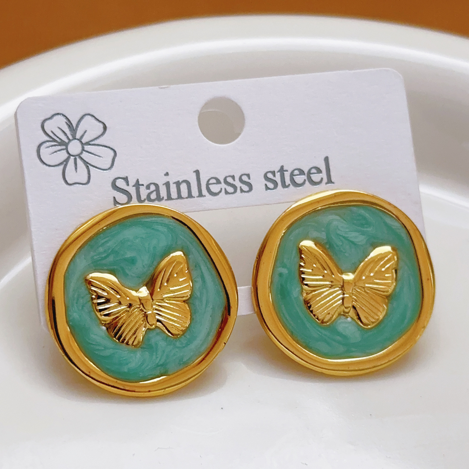 Cross-Border New Titanium Steel Butterfly Earrings Fashion Korean Unique Earrings Niche Design Sense 18K Plated Earrings for Women Ins