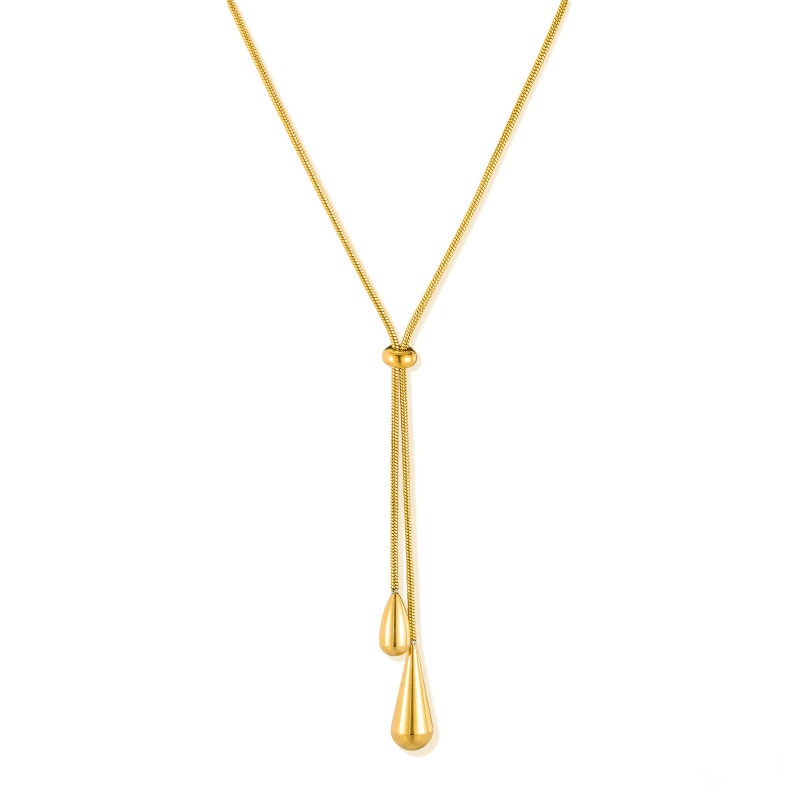 European and American Fashion Necklace for Women Stainless Steel Simple Luxury Water Drop Tassel High-end Titanium Steel Collarbone Chain