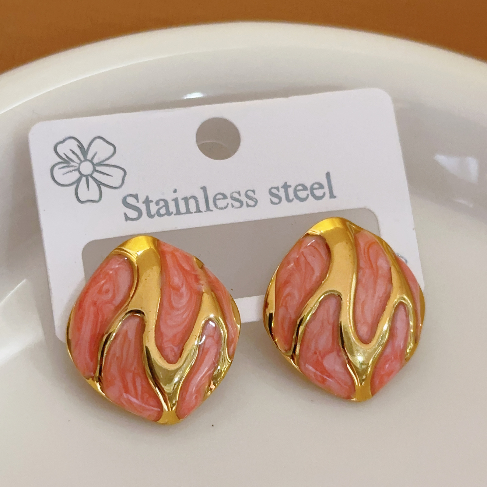 Cross-Border New Retro Irregular Square Personality Earrings for Women European and American Style Exquisite Oil Drop Earrings Jewelry