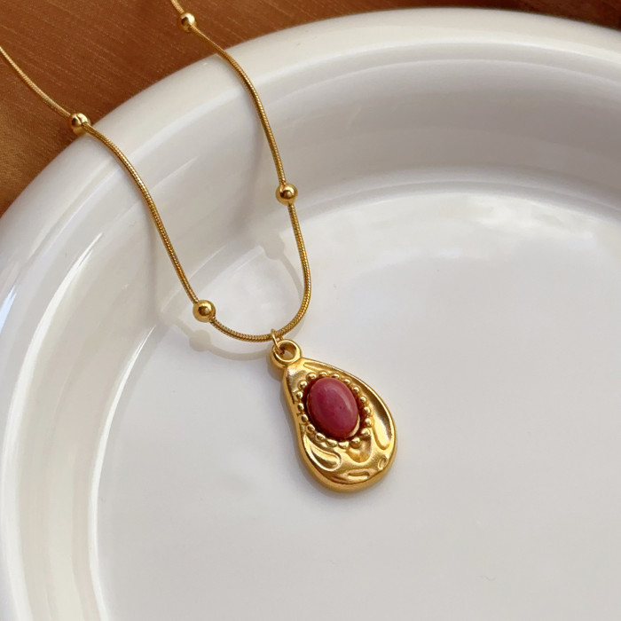 Milad Tiger Eye Stone Necklace for Women, Light Luxury, Niche, High-End Feel, Collarbone Sweater Chain, Non-Fading, Vintage Pendant Accessory