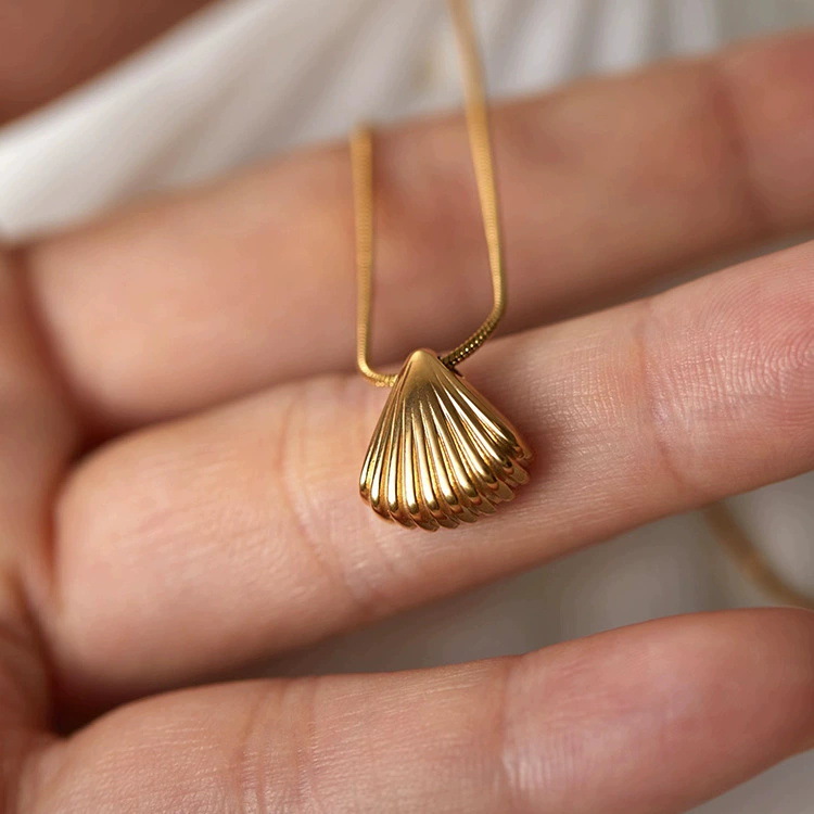 Shell Gold Color Versatile Oval High Gloss Pearl Necklace Choker Minimalist French Clavicle Chain Ins New Style