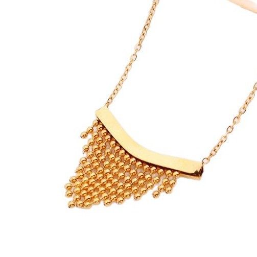 Elegant Women Titanium Steel Pendant Wave Bead Necklace Tassel Collarbone Chain Light Luxury High-end New Fashion 18k Gold Ins