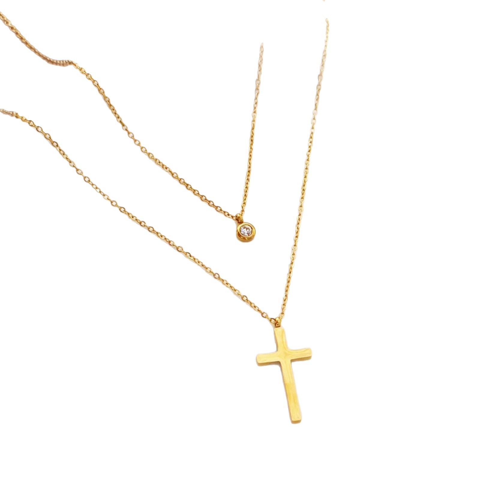 Amazon Cross-Border New Multi-Layer Cross Necklace Fashion Simple Versatile Collarbone Chain Birthday Gift Jewelry for Women